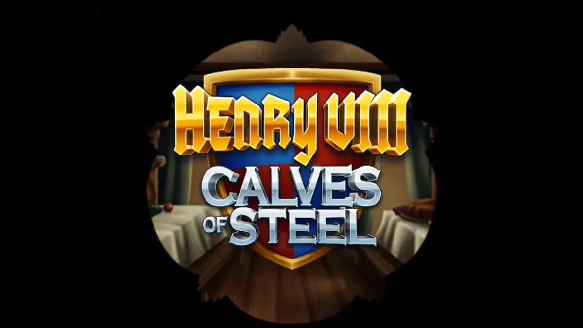 Henry 8th Calves of Steel slot game interface na may temang gym at Tudor royalty